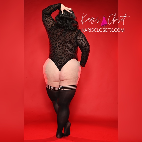 ✅ Plus sheer mock neck leopard print mesh bodysuit - Picture 4 of 9